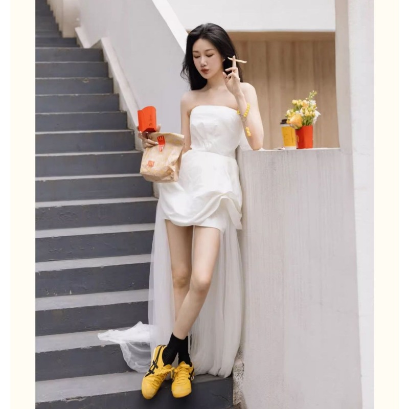 Gaun Pagi Tanpa Tali Warna Put - Photography Lighting ulasan dan harga
