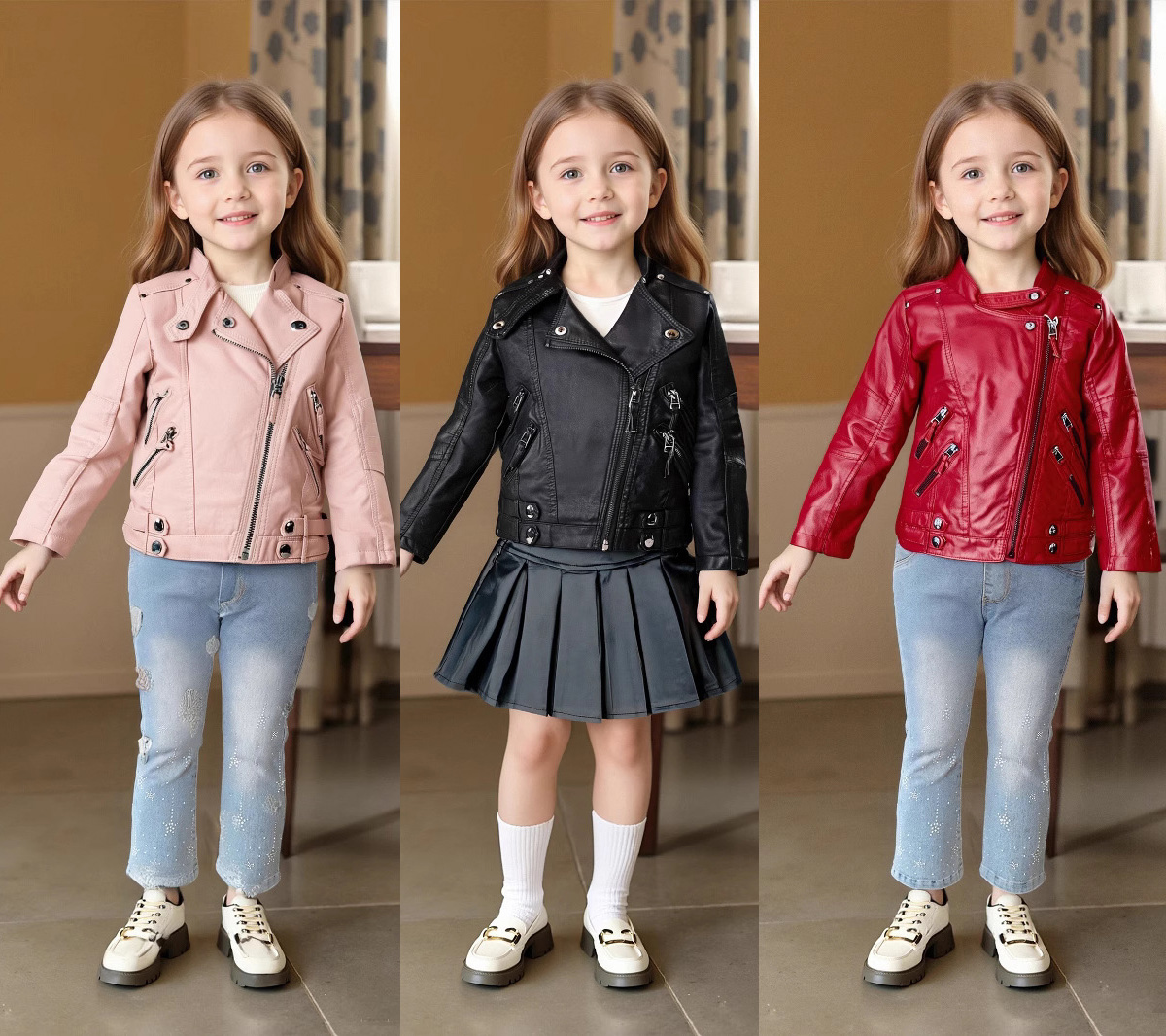 Jaket Kulit PU Anak Perempuan  - Photography Street ulasan dan harga