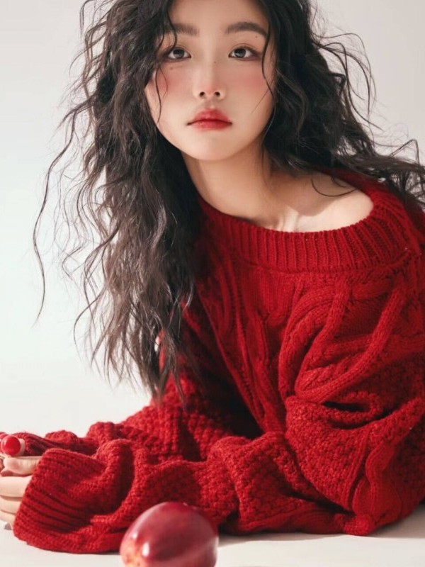 Sweter Merah Gadis Studio Seni - Photography Young ulasan dan harga
