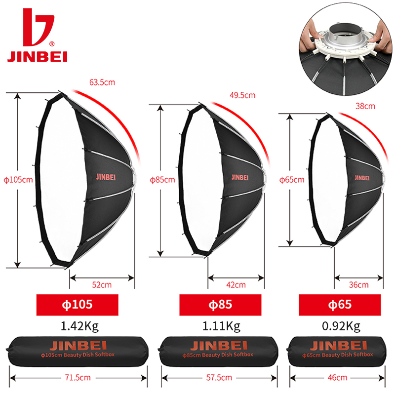JINBEI 65 Quick Open Parabolic - Photography Lighting ulasan dan harga